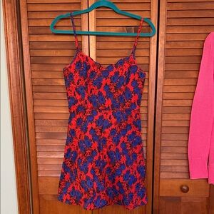 Market & Spuce Red Floral Spaghetti Strap Mini fit and flare Dress